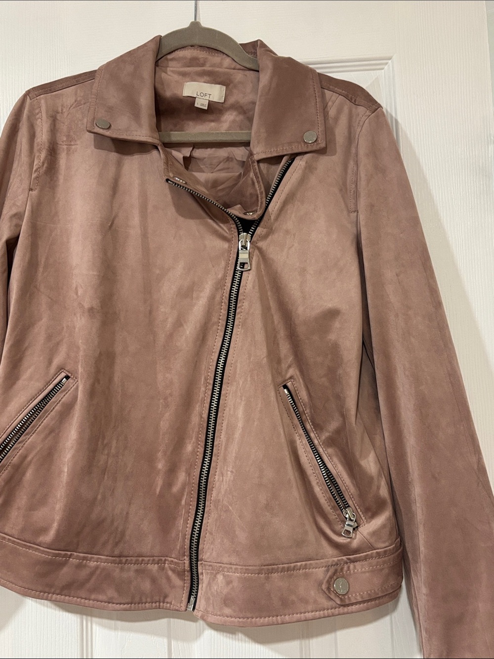 LOFT Dusty Rose Suede Moto Jacket